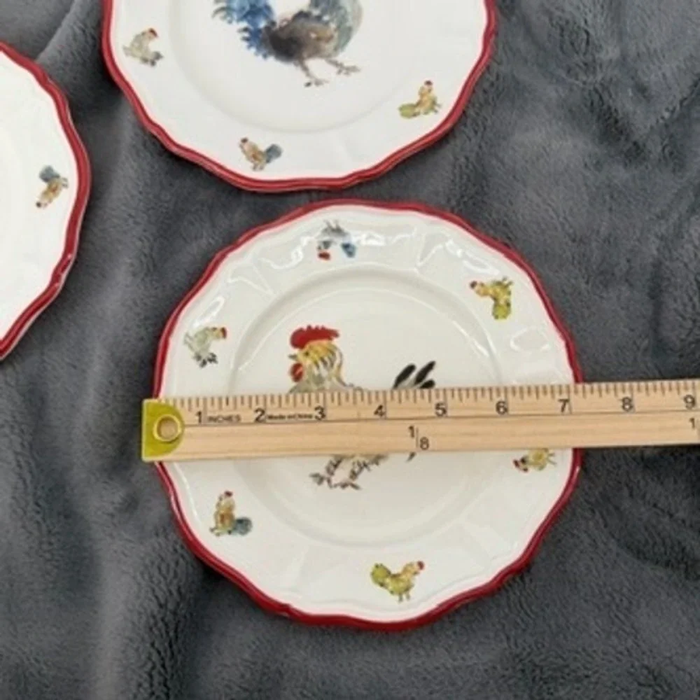 Jacques Pepin Sur La Table Rooster Plates Set of 3 Handcrafted Italy 8.25